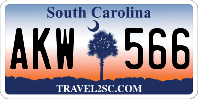 SC license plate AKW566