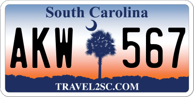 SC license plate AKW567