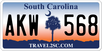 SC license plate AKW568