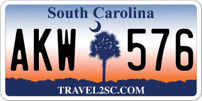 SC license plate AKW576