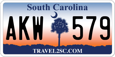 SC license plate AKW579