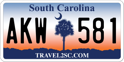 SC license plate AKW581