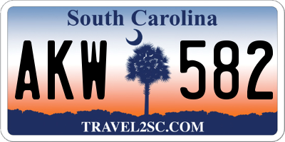 SC license plate AKW582