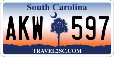 SC license plate AKW597