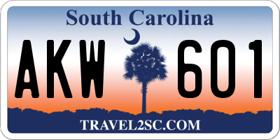 SC license plate AKW601