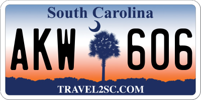 SC license plate AKW606