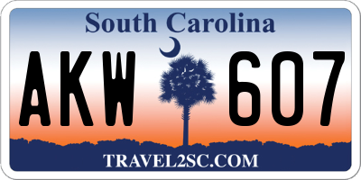 SC license plate AKW607