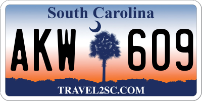 SC license plate AKW609