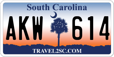 SC license plate AKW614