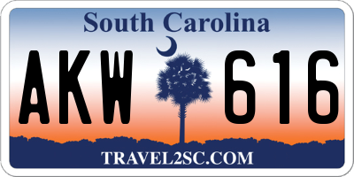 SC license plate AKW616
