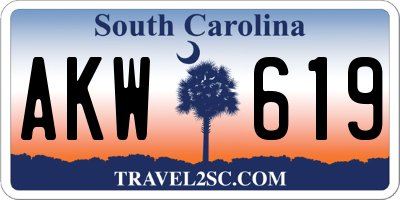 SC license plate AKW619