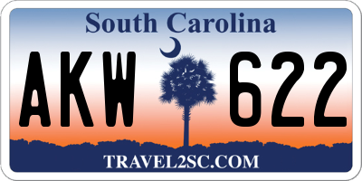 SC license plate AKW622