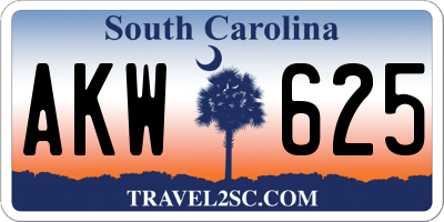 SC license plate AKW625