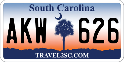 SC license plate AKW626