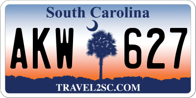SC license plate AKW627