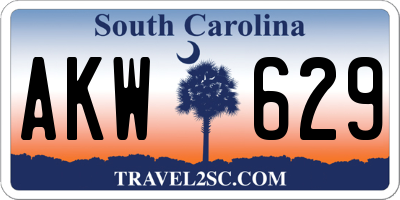 SC license plate AKW629