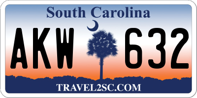 SC license plate AKW632