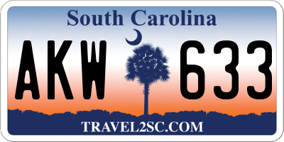 SC license plate AKW633