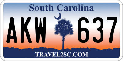 SC license plate AKW637