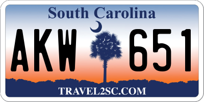 SC license plate AKW651