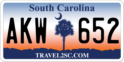 SC license plate AKW652
