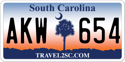 SC license plate AKW654