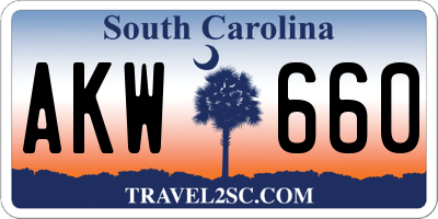 SC license plate AKW660