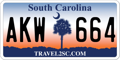 SC license plate AKW664