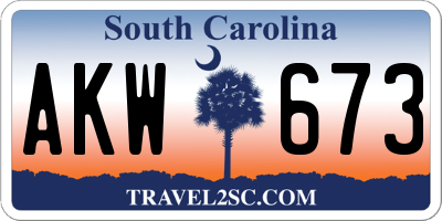 SC license plate AKW673