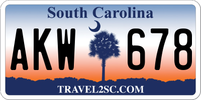 SC license plate AKW678