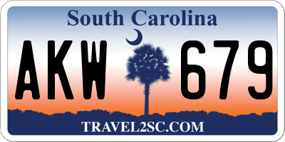 SC license plate AKW679