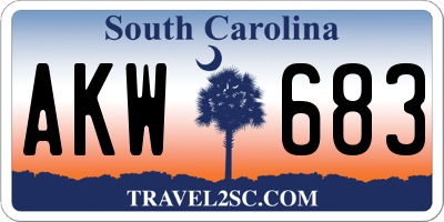 SC license plate AKW683