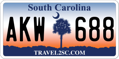 SC license plate AKW688