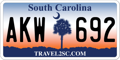 SC license plate AKW692