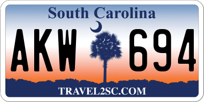 SC license plate AKW694
