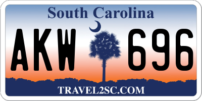 SC license plate AKW696