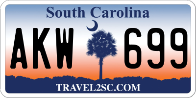 SC license plate AKW699