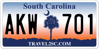 SC license plate AKW701