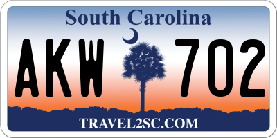 SC license plate AKW702