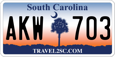 SC license plate AKW703