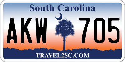 SC license plate AKW705