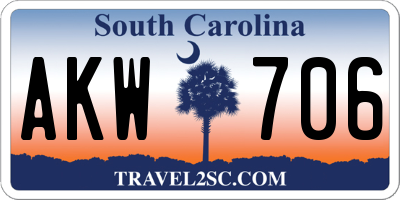 SC license plate AKW706
