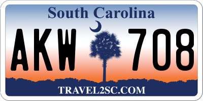 SC license plate AKW708