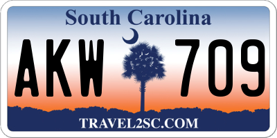 SC license plate AKW709