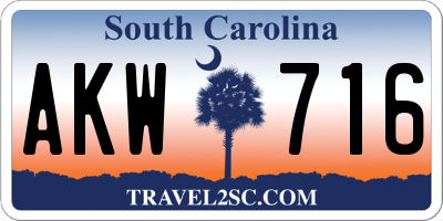 SC license plate AKW716