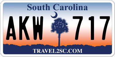 SC license plate AKW717