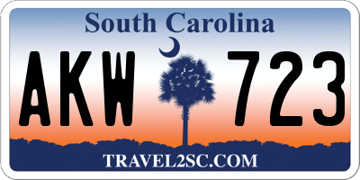 SC license plate AKW723