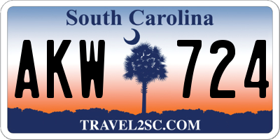 SC license plate AKW724