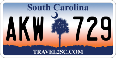 SC license plate AKW729
