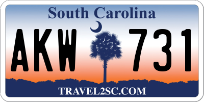 SC license plate AKW731